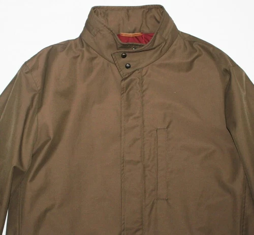NWOT Luciano Barbera Jacket LARGE L 46 EU 56 Brown Cotton Nylon Car Coat $1695 image 5
