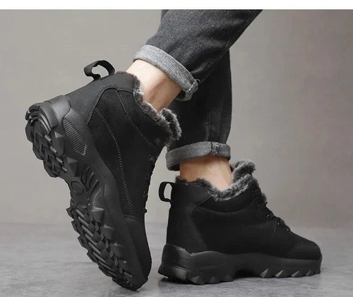 Herren Fell Gefüttert Winter Schnee Stiefel Outdoor Wasserdicht Arbeitsschuhe Wandern Walking - Bild 12 von 27