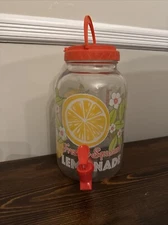 VTG Citrus Sun Tea Lemonade Beverage Jar With Spout + Pour Lid W/Handle