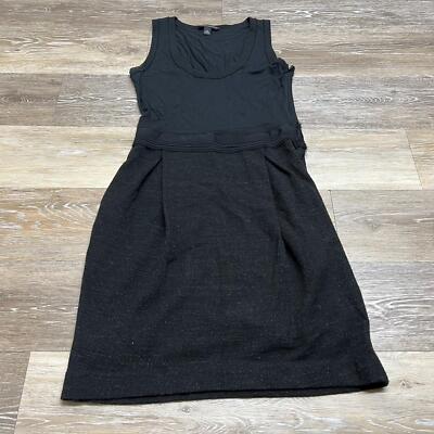 BANANA REPUBLIC Scoop Neck Stretch Black Pleated Fit & Flare Dress Womens  Size 2 | eBay