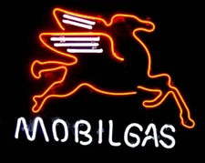 Mobil Gasoline Neon Sign For Gas Station Motor Store Garage Wall Decor 19x15