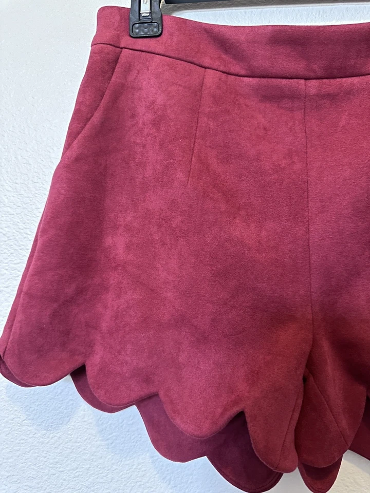 Pantalones Cortos Mujer Vintage Look Vieira M Rojo Terciopelo Felpa Cintura Alta Elásticos Foto 2 de 4