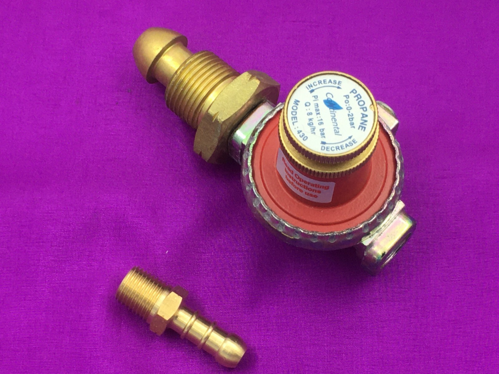 Adjustable Propane Regulator 0.5 2 bar 1/4" BSP Female Outlet & Male