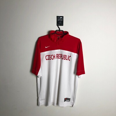 Czech Republic Team Training Jersey Hockey Shirt White Nike Polyester Mens Sz L