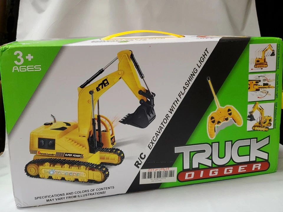 678 Truck Digger R/C Excavator With Flashlight No.8034E Yellow New Sealed - Image 4 of 4
