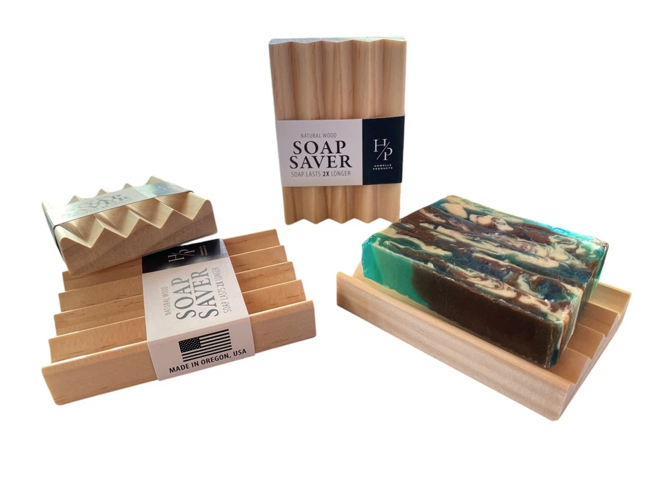 120 Lujosos jaboneras de madera maciza de pino - hechos a mano en Estados Unidos - lote a granel Foto 3 de 4