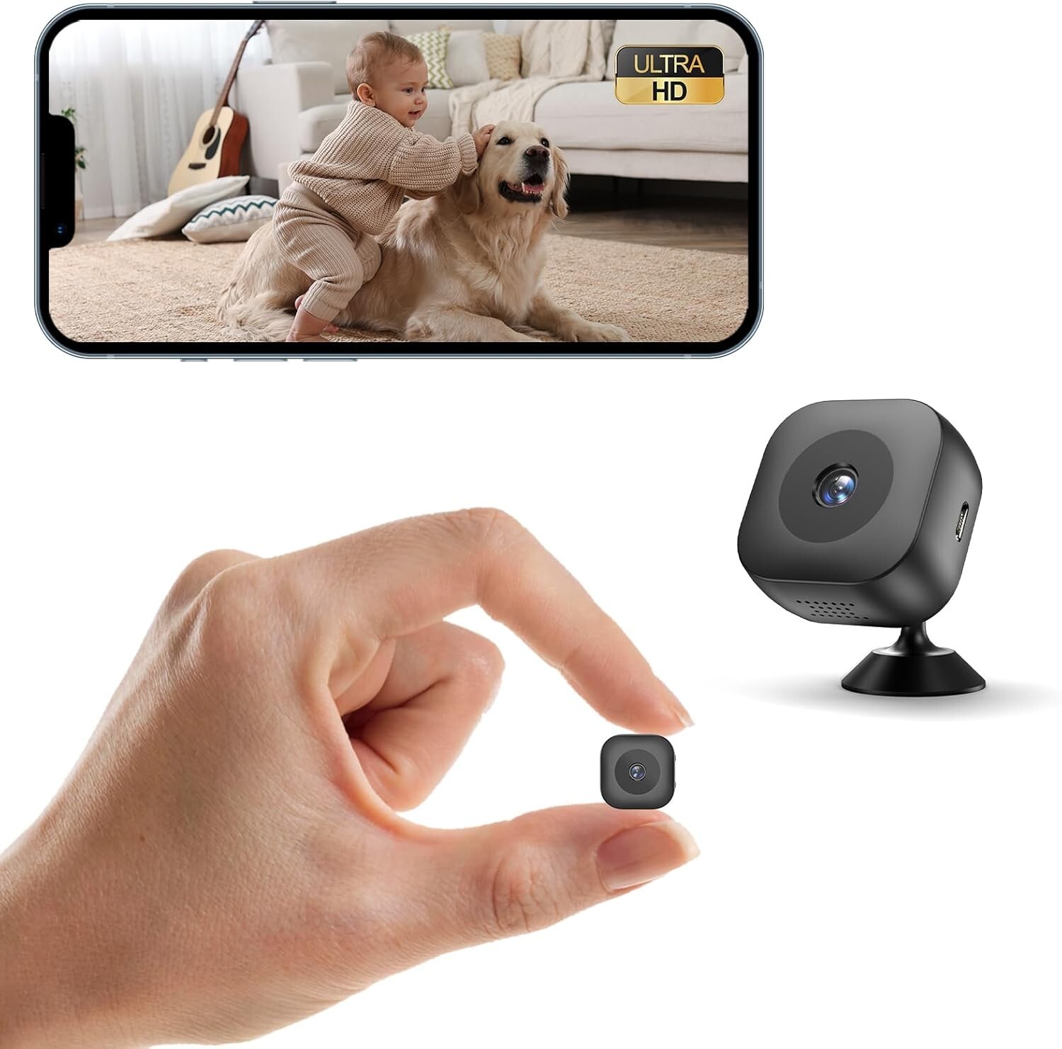 4K Mini WiFi Security Camera Wireless Real Time Night Vision Dark Black
