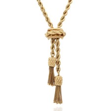 14K Lariat Style Rope Drop Necklace