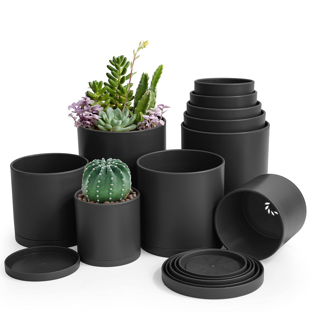 Pack of 10 Plastic Plant Pots 2 Set of 6 Inch 5.5 Inch 5 Inch 4.5 Inch 4 Inch...