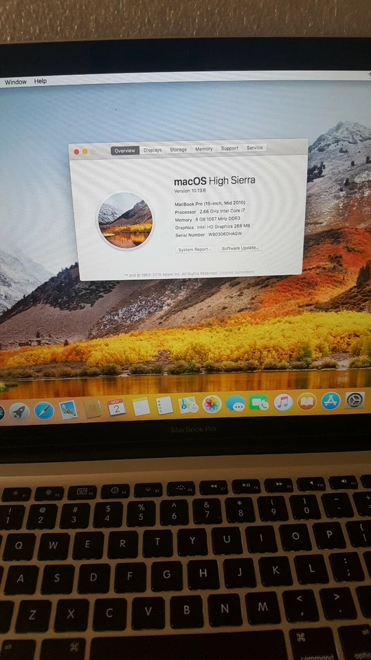 Apple MacBook Pro (15-Inch, Mid 2010) Core i7 2.66GHz 8GB Ram 500GB SSD *NO CD* - Image 3 of 4
