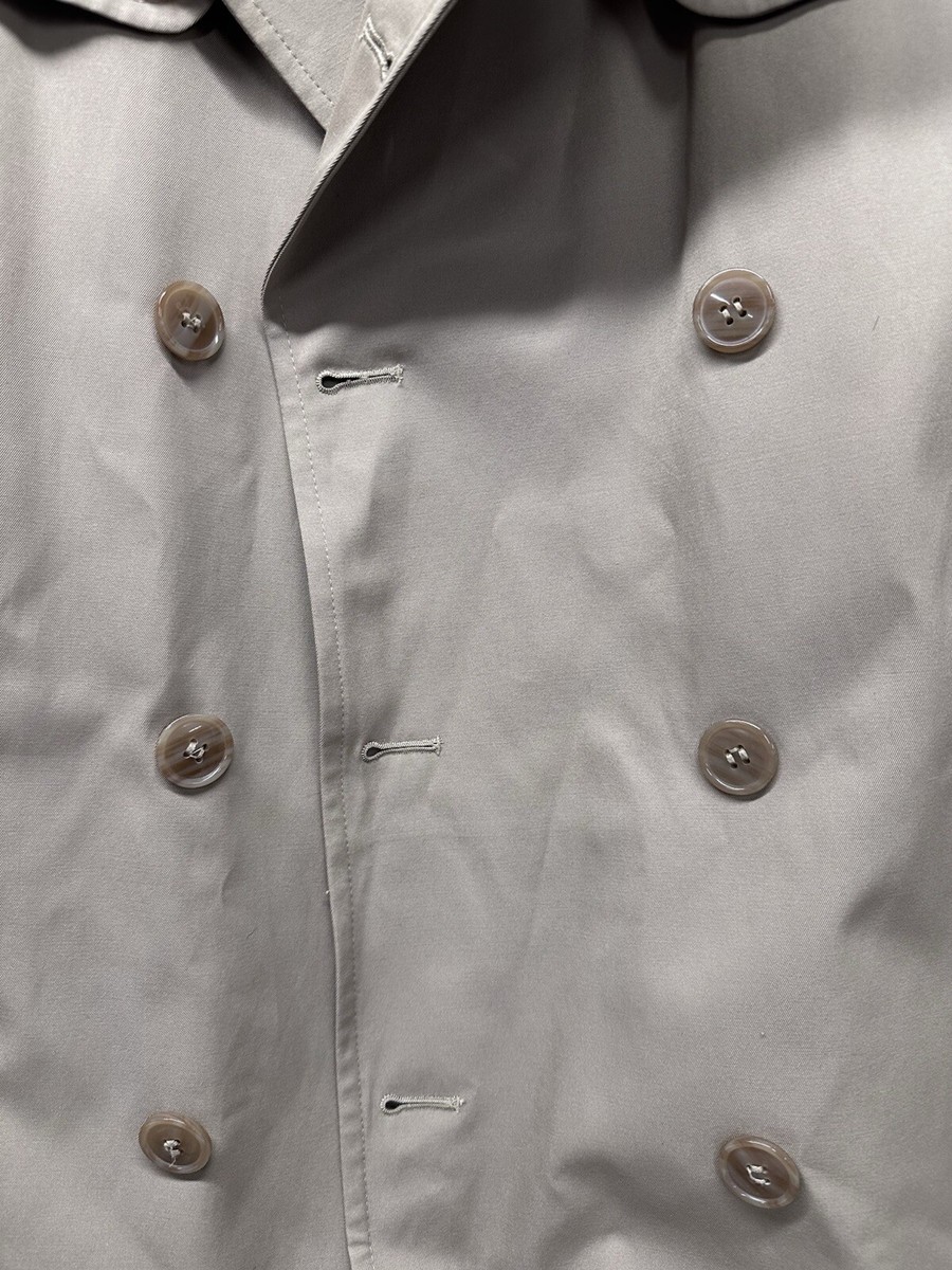 Mens Khaki Trench Coat w/Zip-in Lining Size 44 Regular Misty