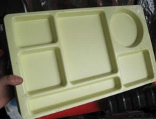 6 Plastic Preowned Lunch Trays with Various Sunken Compartments School Cafeteria