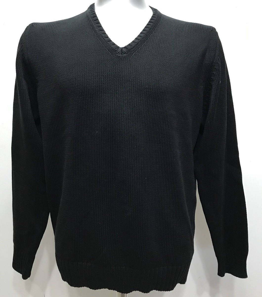 Zara Man Black Vneck Men Cardigan/sweater Long Sleeve Size Large