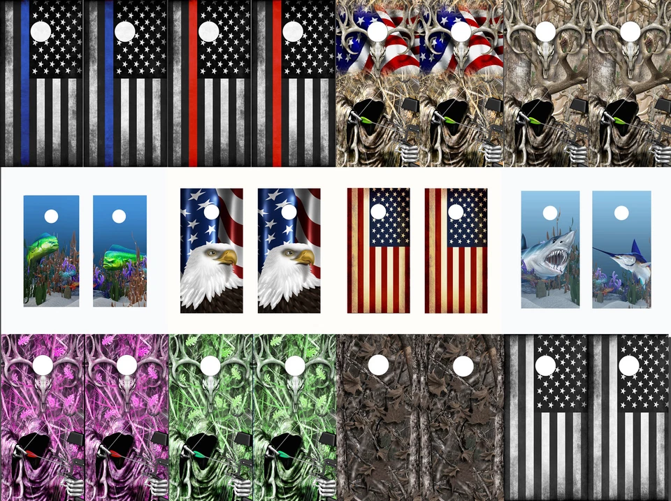 Cornhole Wraps - Bow Hunting Grim Reaper with Skull Camo Background - Set of 2! - Image 3 of 3