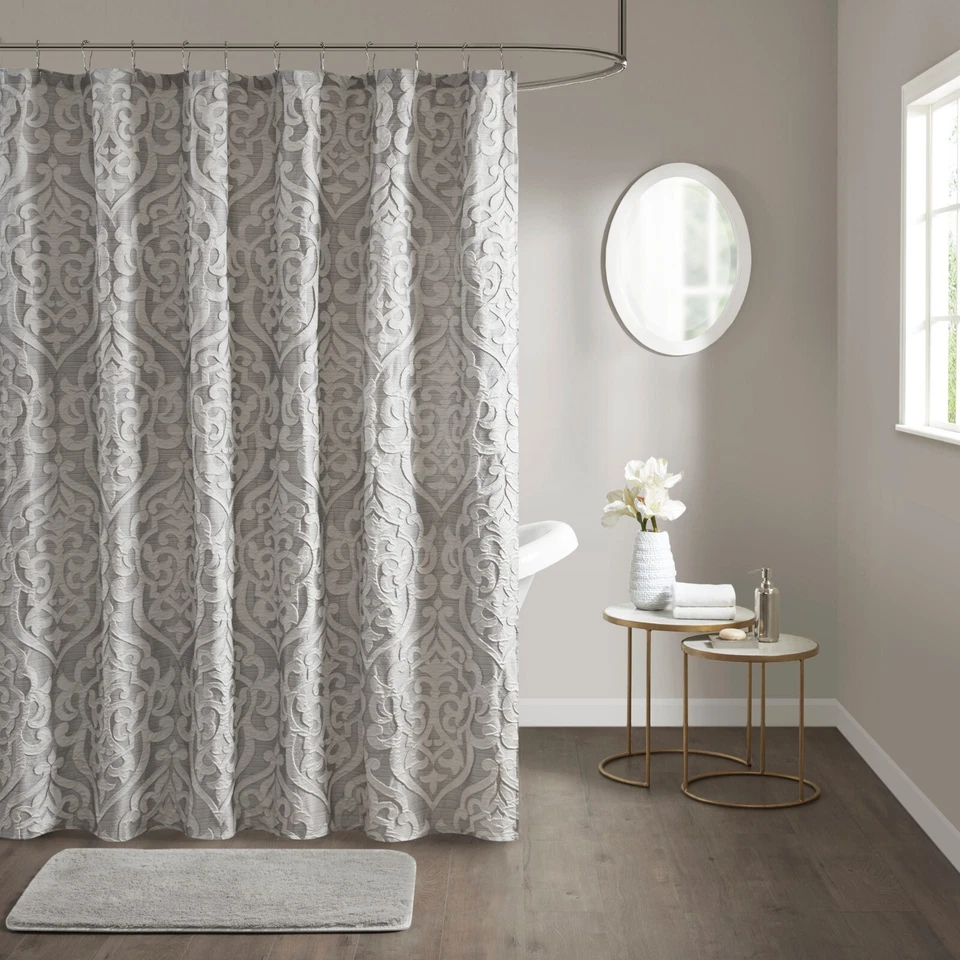 Madison Park Jacquard Water Repellant Shower Curtain 72"x72" for Bathroom Decor - Image 2 of 2