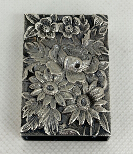 S KIRK & SON Repousse Floral #90F Sterling Silver MATCH BOX CASE HOLDER #2