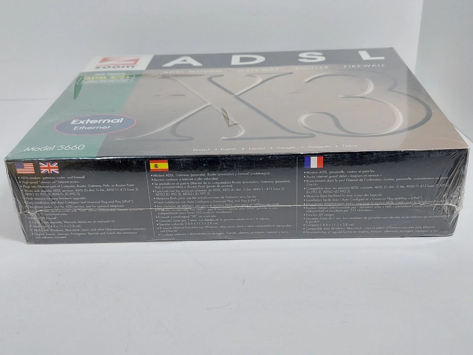 Zoom 5660 X3 ADSL Modem Router Firewall Cd rom Phone cord New Sealed 2005 NOS - Image 4 of 4
