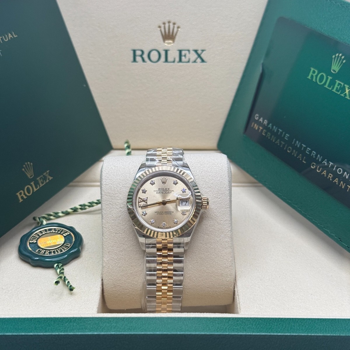 ROLEX ロレックス レディース 空箱2点 Rolex Lady-Datejust 28 NEW 2025 279173 Champagne Star Diamond Two