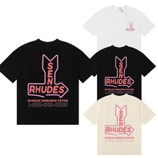 NEW RHUDE Men Women High Quality Leisure Cotton Short Sleeve POLO T-Shirt M-2XL