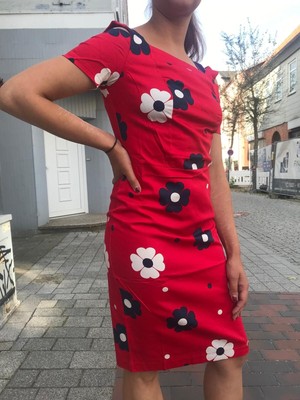 Damen Midi Maxikleid S 36 Dress Businesskleid Freizeit Kleid rot