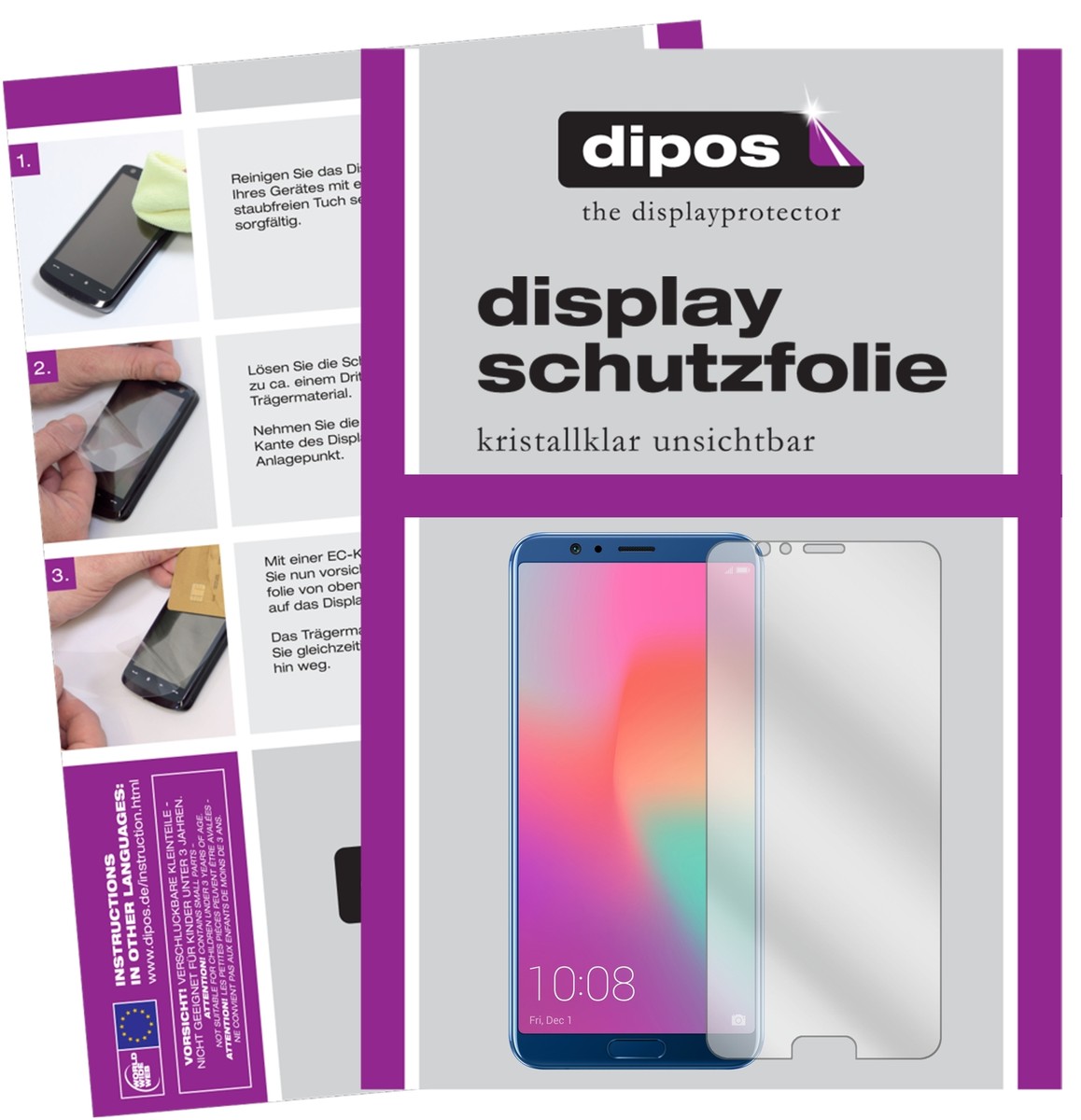 dipos I 2X Pellicola Protettiva Compatibile con Honor View 10