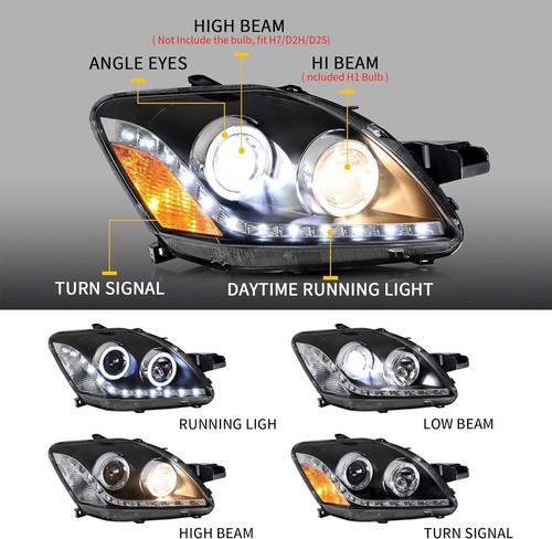 Juego de faros proyectores carcasa negra LED DRL para Toyota Yaris 2007-2011 sedán - Imagen 2 de 9