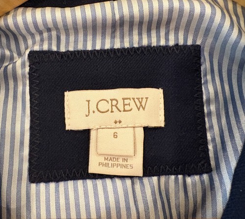 J Crew Schoolboy Blazer Style#92480 Wool Blend Navy Blue Lined Size 6 EUC Preppy - Picture 3 of 9