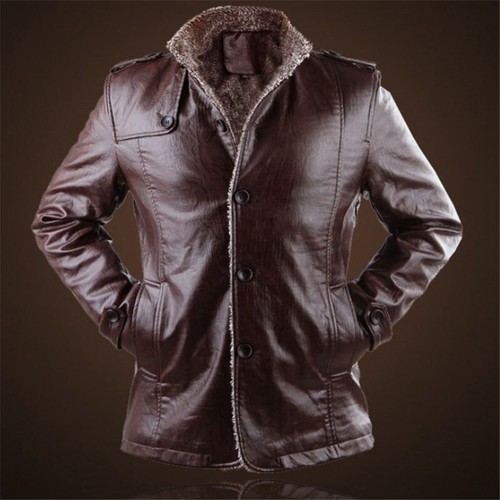 Jacket Leather Lamb Cowboy Thick Fashion Coat Men Warm Winter Overcoat - Picture 7 of 11