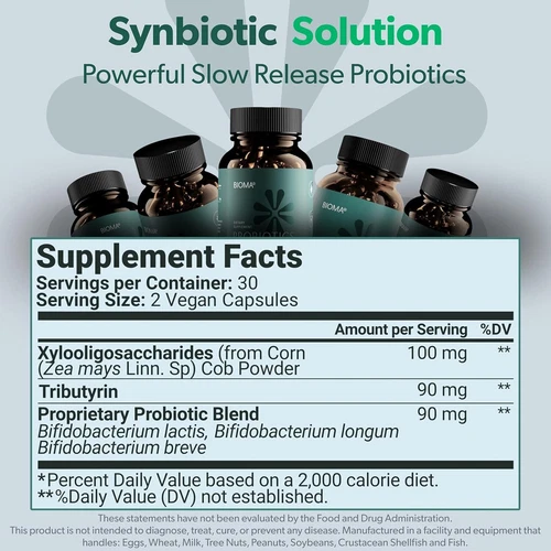Bioma Probiotics 60 Capsules - Digestive Support, Maintaining 3 IN 1 Gut Health - Picture 3 of 4