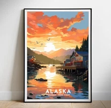 Printable wall art, Alaska, Retro Travel Poster