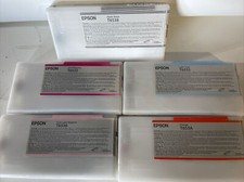 Genuine Epson 200ml Ink T6533/ T6535/ T6536/ T6538/ T653A Set of 5 Used 65 Ink
