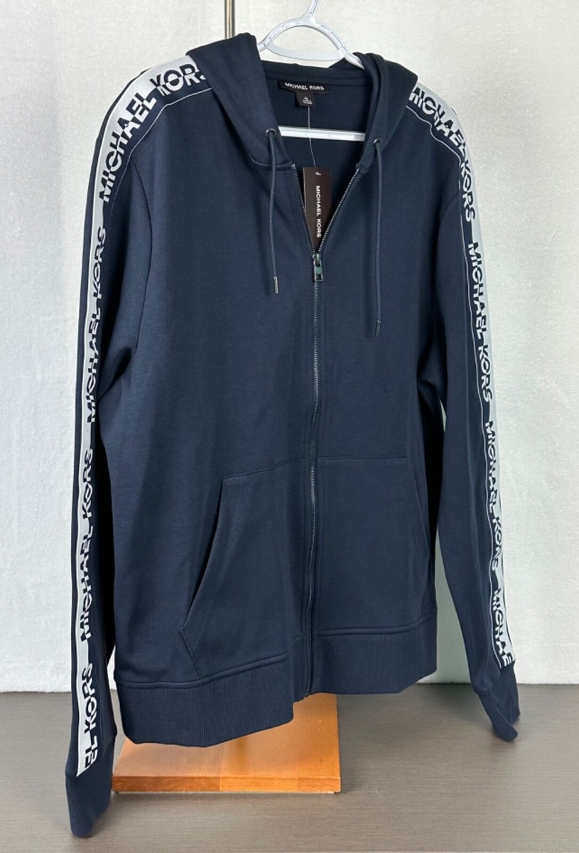 Michael Kors Men's Midnight Navy Blue Logo Tape Full Zip