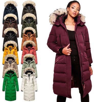 Marikoo warme Damen Winter Jacke Winterjacke Parka Mantel lang warm Kapuze B890