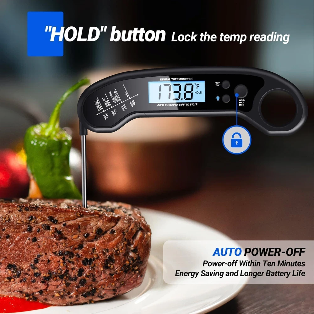 Meat Thermometer Digital, Instant Read Meat Thermometer for Grill and Cooking...