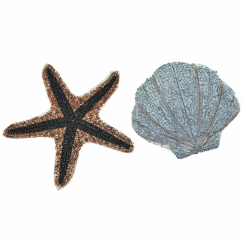 Sequins Starfish Shell Patches Sewing Applique DIY Clothing Decor Accessories - Image 2 of 4