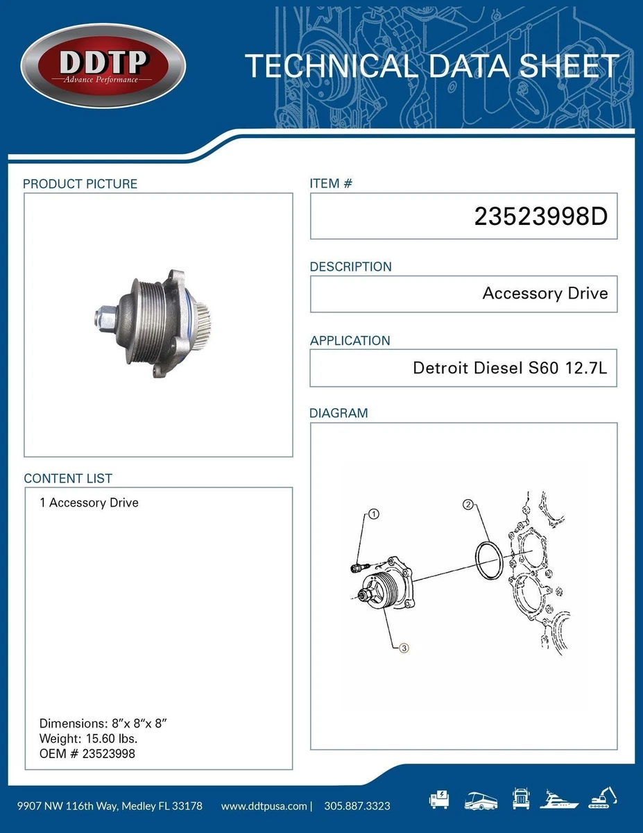 Accessory Drive ASM Detroit Diesel S60 12.7L Engine (23523998 