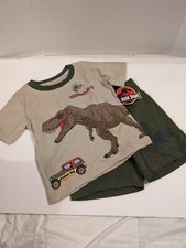 Boys Universal City Studios Jurassic Park 2 Piece Green/Tan Short Set Size 3T