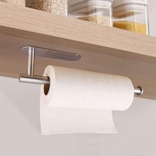 Kitchen Roll Holder under cabinet | Silver Stainless steel Kitchen towel and Tis