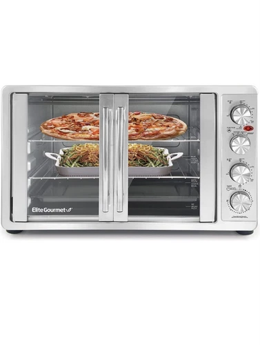 Elite Gourmet ETO4510BMDouble French Door 4-Control Knobs Countertop Convection 