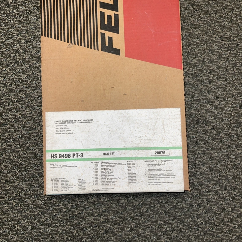Fel-Pro HS 9496 PT-3 Engine Cylinder Head Gasket Set! Free Shipping! - Image 2 of 3