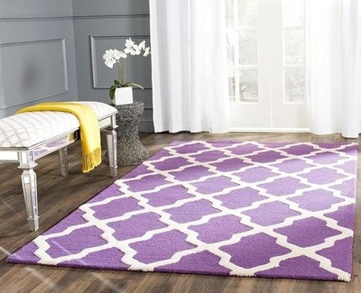 Boho Handmade Wool Rug 8x10   Large Patterned Carpet for Bedroom & Home Décor