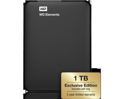 WD Elements  Festplatte, 1 TB HDD, 2,5 Zoll, extern, Schwarz