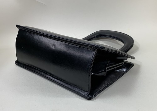 Widegate Black Leather 1960s Vintage Handbag Buff Suede Lining Mirror In Case - Picture 14 of 24