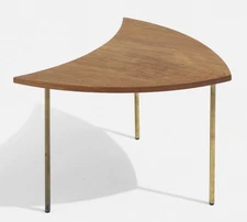 Peter Hvidt Flying Wedge Teak & Brass Side Table Model #523 DENMARK 1952