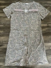 JOAN VASS Womens Short Sleeve Pink Paisley Robe Nightgown Button Pockets Plus 1X
