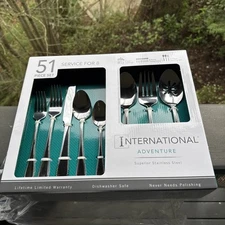International Silver Flatware Adventure Stainless Steel 51pc Set Service For 8