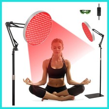 Round Red Light Therapy for Face and Body, Adjustable Height Stand, 660nm Red...