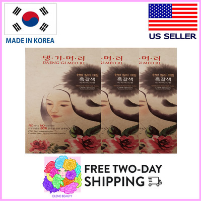 Daeng Gi Meo Ri Medicinal Herb Hair Color to cover gray hair (Dark Brown 3 Pack)