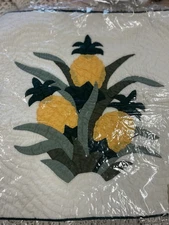 Pineapple Throw Pillow Cover Regency Marketing Hawaii 18” Zipper Quilted NIP