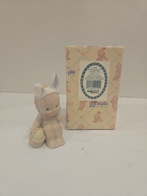 Vintage Enesco Signed O'Neill Kewpie Easter Bunny Baby 1994 Egg With Box